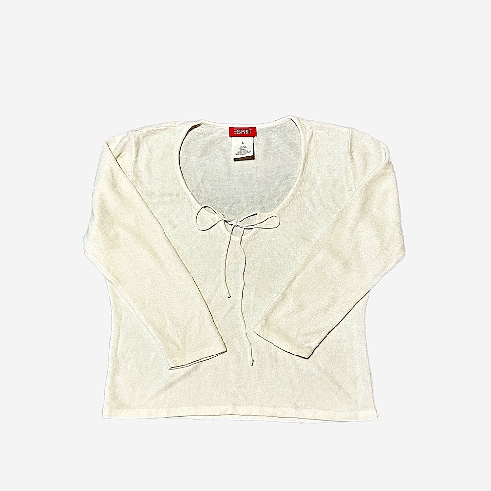 Vintage Esprit lightweight off white sweater with bow tie detail